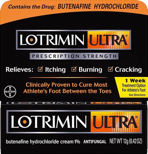 Lotrimin Ultra 1 Week Athlete's Foot Treatment, Prescription Strength Butenafine Hydrochloride 1%, Cures Most Athlete’s Foot Between Toes, Cream, 0.42 Ounce (12 Grams)